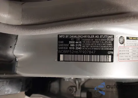 2007 Mercedes-Benz C 230 Sport from USA, damaged, VIN WDBRF52H67F907847